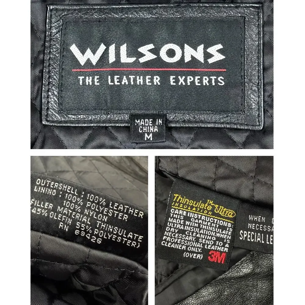 Vintage WILSONS LEATHER black batwing cropped corset motorcycle leather jacket - Picture 6 of 16